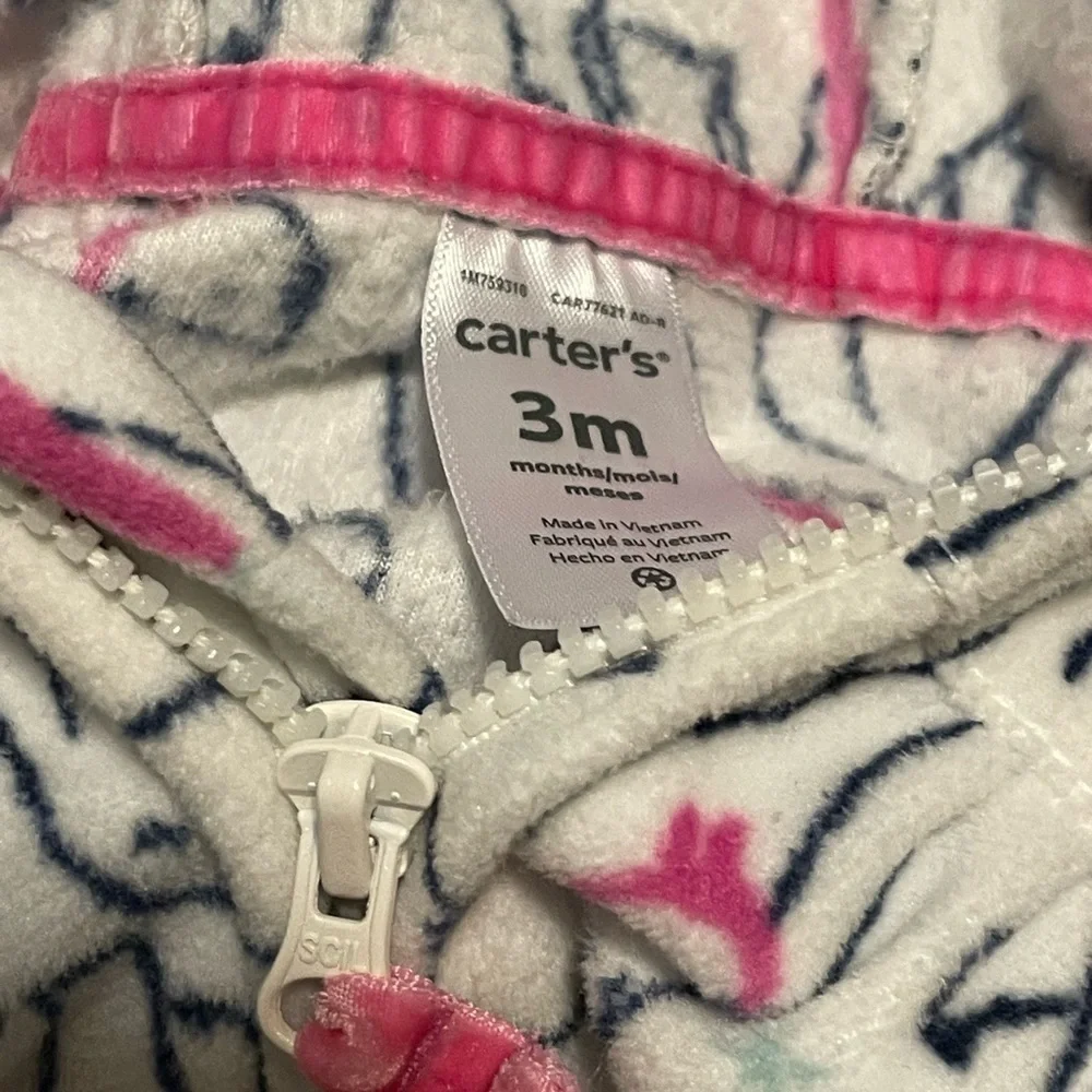 Carter’s Polar Bear Winter Fleece Onesie Full Zip Size 3m
